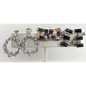 Vintage Lot 3‎ Pairs CZ Modernist Dangle Drop Earrings Sterling 925 Silver 16g